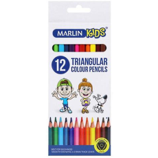 Marlin Kids colour pencils 12's long triangular
